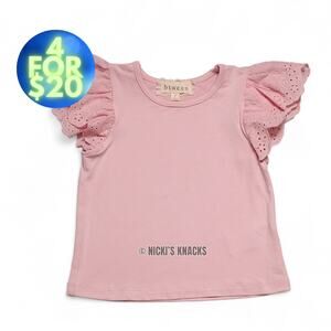 4/$20 - Btween Toddler Girls Light Pink Short Eyelet Sleeve T-Shirt Size 2T